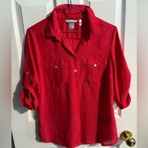 🎀 H&M Vivid Red Button-Down Shirt